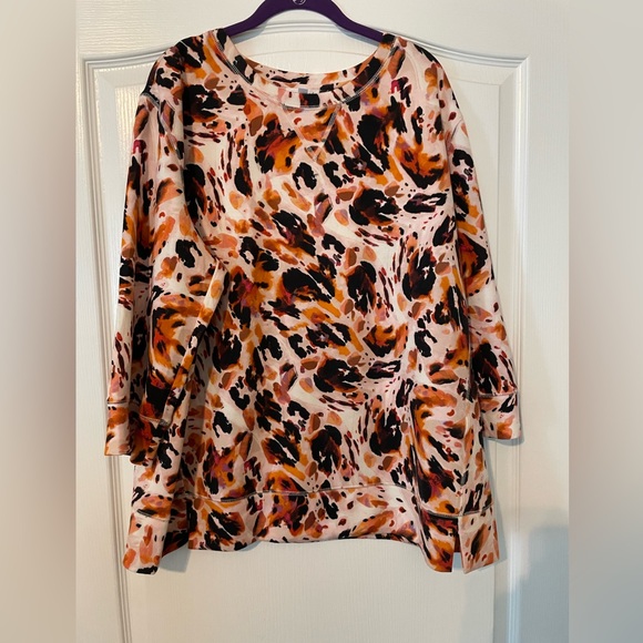 Westbound Tops - Westbound Long Sleeve Top - Orange and Black Print